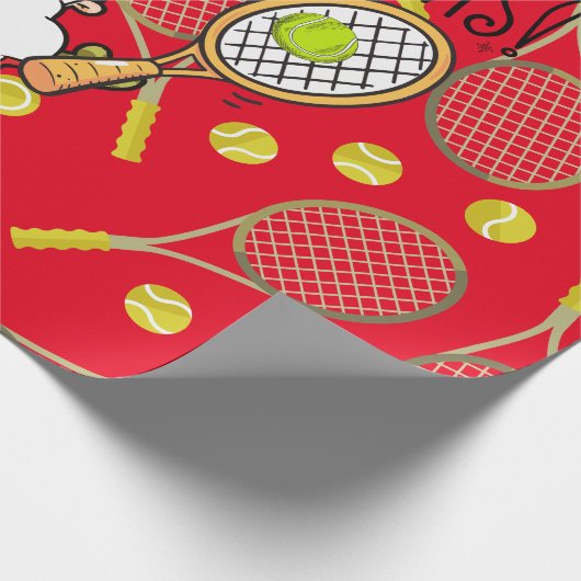 サンタクロースとテニスクリスマス ラッピングペーパー (角)