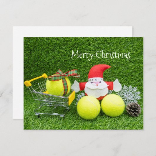 サンタクロースとテニスボールとテニスクリスマス (正面/裏面)