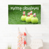 サンタクロースとテニスボールとテニスクリスマス 横断幕 (インサイチュ)