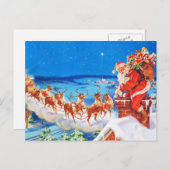 サンタクロースとトナカイが屋上に シーズンポストカード (正面/裏面)