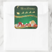 サンタクロースとトナカイとのクリスマスグリーティング スクエアシール (バッグ)