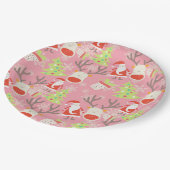 サンタクロースとトナカイとクリスマスツリー ペーパープレート (アングル)