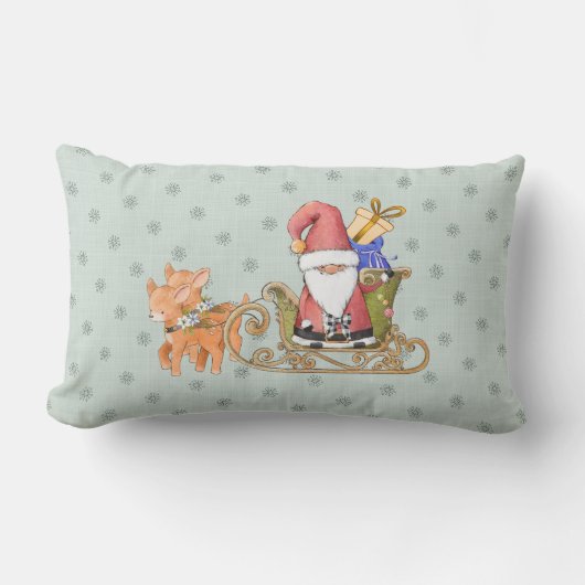 サンタクロースとトナカイとソリカスタムのスロー ランバークッション (正面)