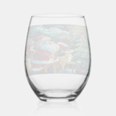 サンタクロースとトナカイに贈り物を ステムなしワイングラス (裏面)