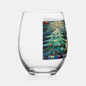 サンタクロースとトナカイに贈り物を ステムなしワイングラス (右)