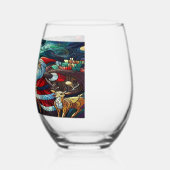 サンタクロースとトナカイに贈り物を ステムなしワイングラス (左)