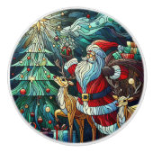 サンタクロースとトナカイに贈り物を セラミックノブ (正面)