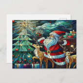 サンタクロースとトナカイに贈り物を ポストカード (正面/裏面)