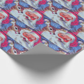 サンタクロースとトナカイのクリスマスを包む紙 ラッピングペーパー (角)