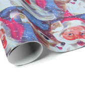 サンタクロースとトナカイのクリスマスを包む紙 ラッピングペーパー (ロールコーナー)