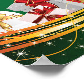 サンタクロースとトナカイのクリスマスグリーティング ポスター (角)