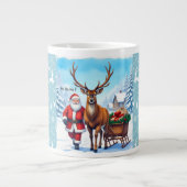 サンタクロースとトナカイのクリスマスジャーニー ジャンボコーヒーマグカップ (正面)
