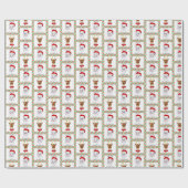 サンタクロースとトナカイのクリスマスラッピング紙 ラッピングペーパー (フラット)