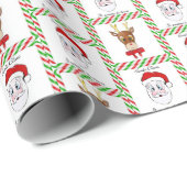 サンタクロースとトナカイのクリスマスラッピング紙 ラッピングペーパー (ロールコーナー)