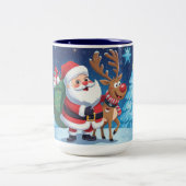 サンタクロースとトナカイのクリスマス ツートーンマグカップ (中央)