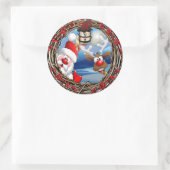 サンタクロースとトナカイのクリスマス ラウンドシール (バッグ)