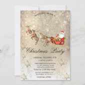 サンタクロースとトナカイのスレッジホリデーパーティー 招待状 (正面)