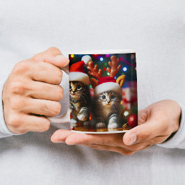 サンタクロースとトナカイの帽子が可愛い子猫4 コーヒーマグカップ