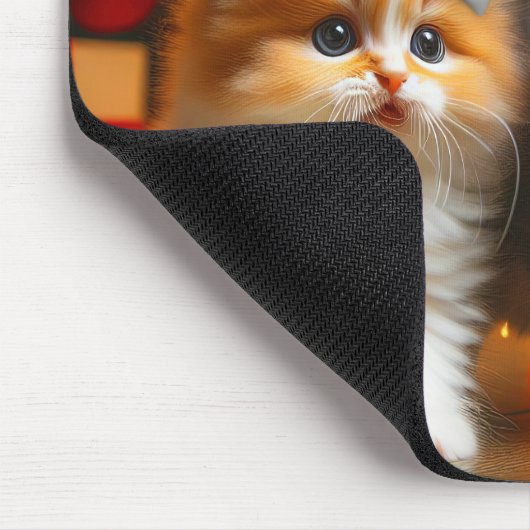 サンタクロースとトナカイの帽子が可愛い子猫 マウスパッド (コーナー)