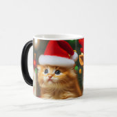 サンタクロースとトナカイの帽子が可愛い子猫 モーフィングマグカップ (正面左)