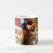 サンタクロースとトナカイの帽子が可愛い子猫 モーフィングマグカップ (中央)