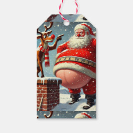 サンタクロースとトナカイの面白いクリスマス ギフトタグ