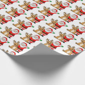 サンタクロースとトナカイフェスティバルクリスマス ラッピングペーパー (角)