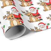 サンタクロースとトナカイフェスティバルクリスマス ラッピングペーパー (ロールコーナー)