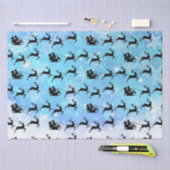 サンタクロースとトナカイ飛んでいるのクリスマス 薄葉紙 (クラフト)