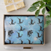 サンタクロースとトナカイ飛んでいるのクリスマス 薄葉紙 (ギフト)