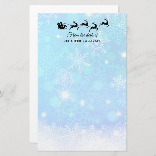 サンタクロースとトナカイ飛んでいるア 便箋 (正面/裏面)