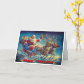 サンタクロースとトナカイ カード (黄色い花)