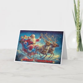 サンタクロースとトナカイ カード