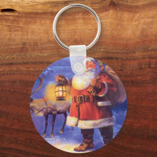 サンタクロースとトナカイ キーホルダー (正面)
