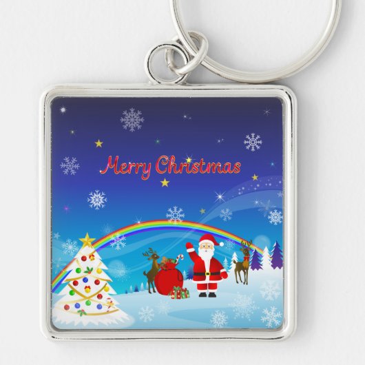 サンタクロースとトナカイ キーホルダー (正面)
