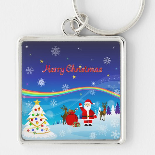 サンタクロースとトナカイ キーホルダー (正面)