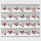 サンタクロースとトナカイ – クリスマスかわいい ラッピングペーパー (フラット)