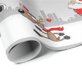 サンタクロースとトナカイ – クリスマスかわいい ラッピングペーパー (ロールコーナー)