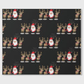 サンタクロースとトナカイ – クリスマスかわいい ラッピングペーパー (フラット)