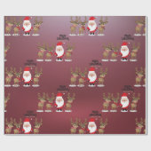 サンタクロースとトナカイ – クリスマスかわいい ラッピングペーパー (フラット)