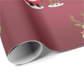 サンタクロースとトナカイ – クリスマスかわいい ラッピングペーパー (ロールコーナー)