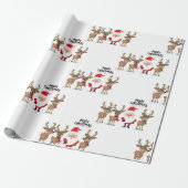 サンタクロースとトナカイ - クリスマス かわいい ラッピングペーパー (アンロールド)