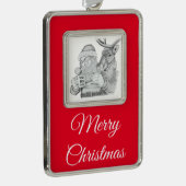 サンタクロースとトナカイ シルバープレートフレームオーナメント (右)