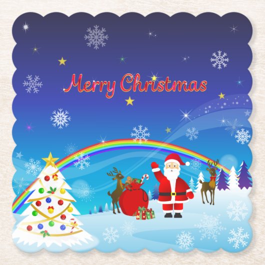 サンタクロースとトナカイ ペーパーコースター (正面)