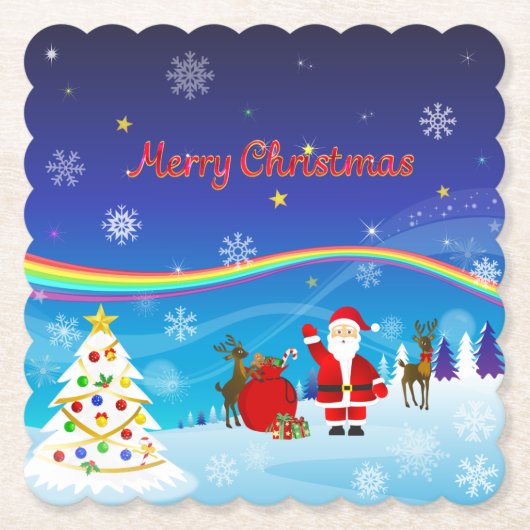 サンタクロースとトナカイ ペーパーコースター (正面)