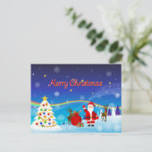 サンタクロースとトナカイ ポストカード (スタンド正面)