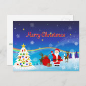 サンタクロースとトナカイ ポストカード (正面/裏面)