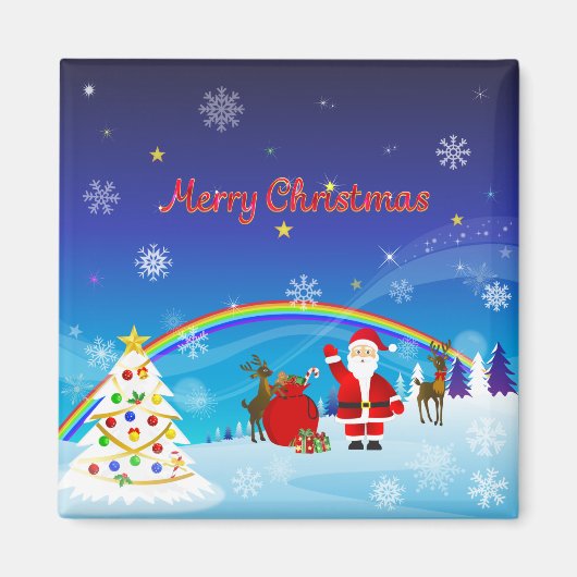 サンタクロースとトナカイ マグネット (正面)