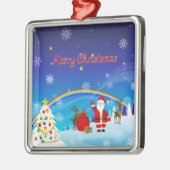 サンタクロースとトナカイ メタルオーナメント (左)