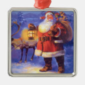 サンタクロースとトナカイ メタルオーナメント (正面)